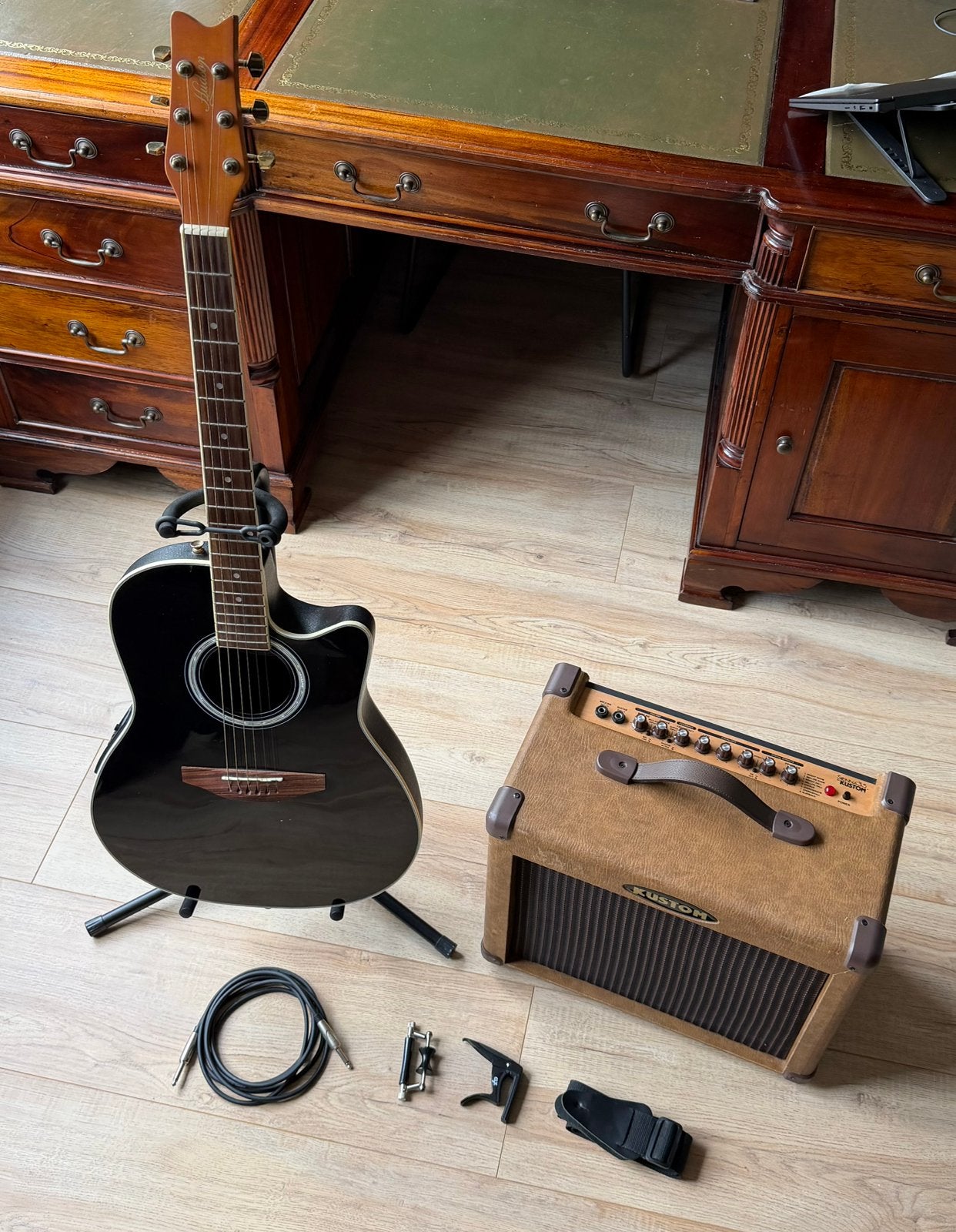 Hudson Elektro-Akoestische Roundback gitaar complete set!, Ophalen, Gebruikt, Overige typen