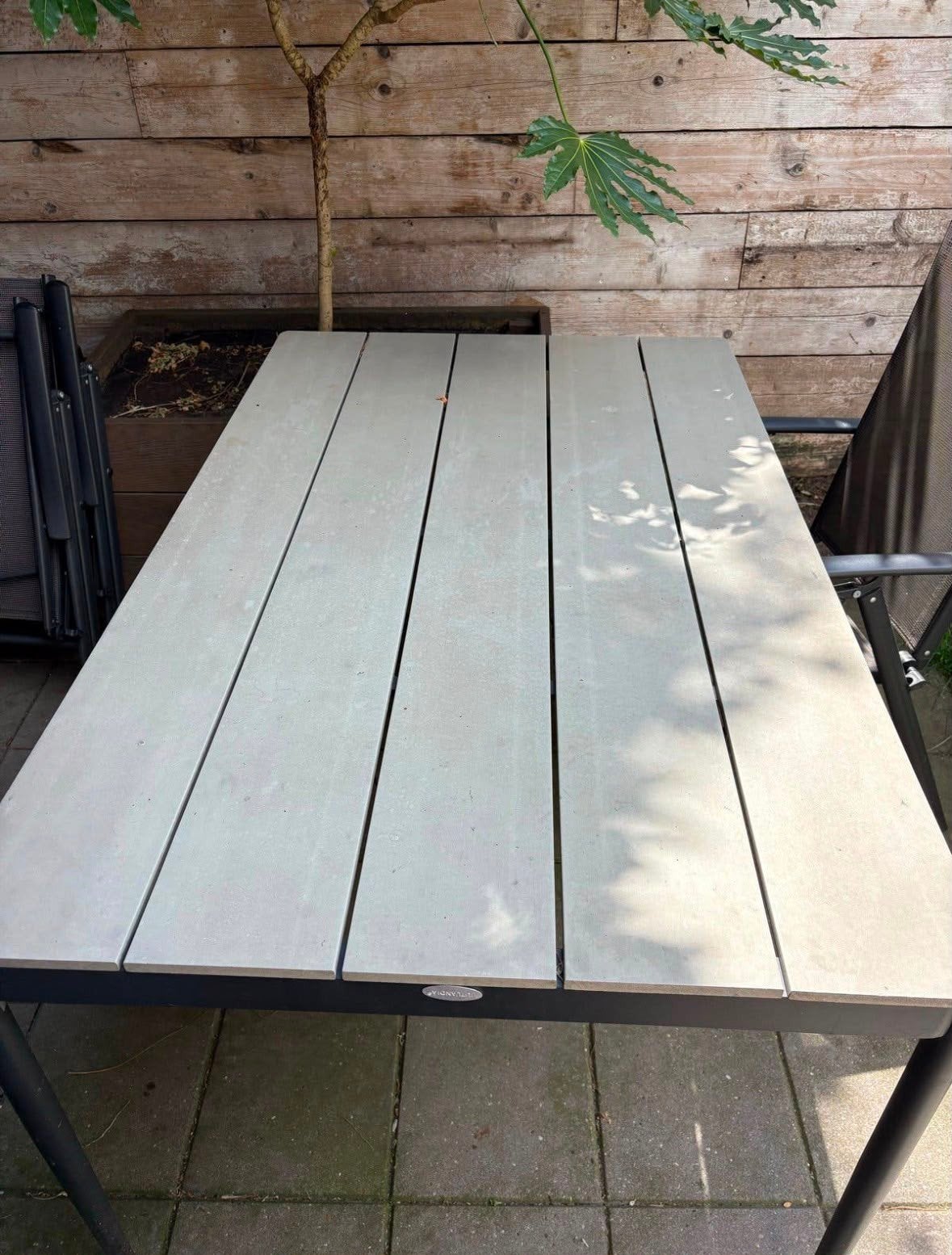 Tuinset met 4 stoelen en tafel - Gebruikt, Ophalen, 4 zitplaatsen, Gebruikt, Aluminium
