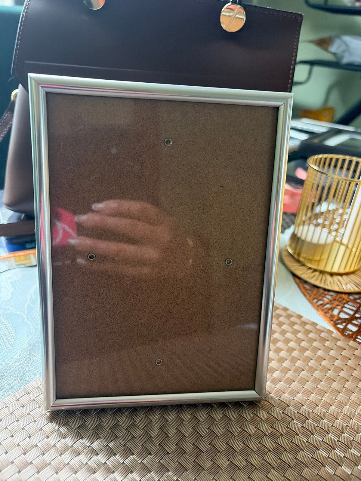 Zilverkleurige fotolijst, Audio, Tv en Foto, Fotografie | Fotolijsten, Gebruikt, Zilver, Met glas, Metaal