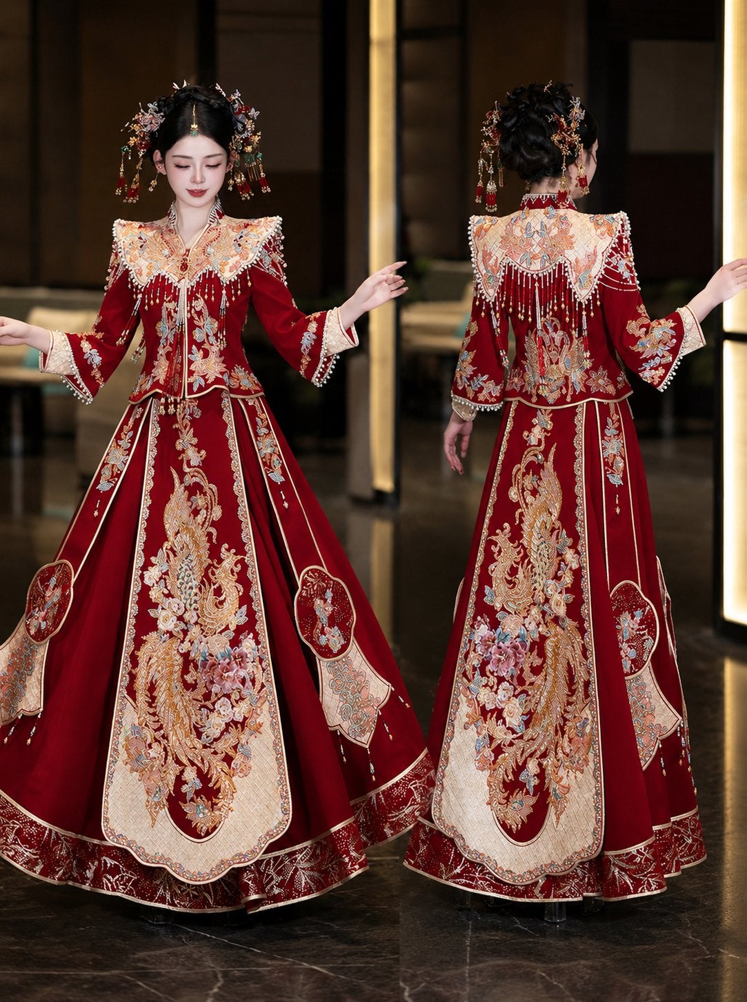 Prachtige Chinese traditionele trouwjurk (Qun Kwa), Ophalen of Verzenden, Zo goed als nieuw, Rood, Trouwjurk