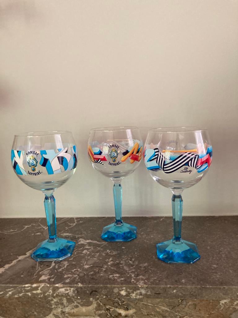 3 ritzenhoff Bombay Sapphire Gin Glazen limited edition, Verzamelen, Ophalen of Verzenden, Zo goed als nieuw, Overige typen