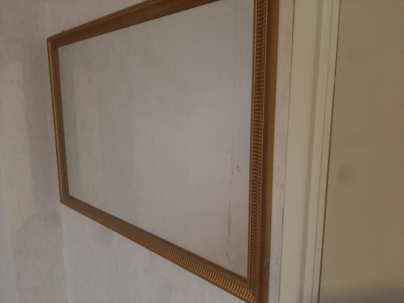 Grote rechthoekige spiegel met gouden lijst, Antiek en Kunst, Ophalen of Verzenden
