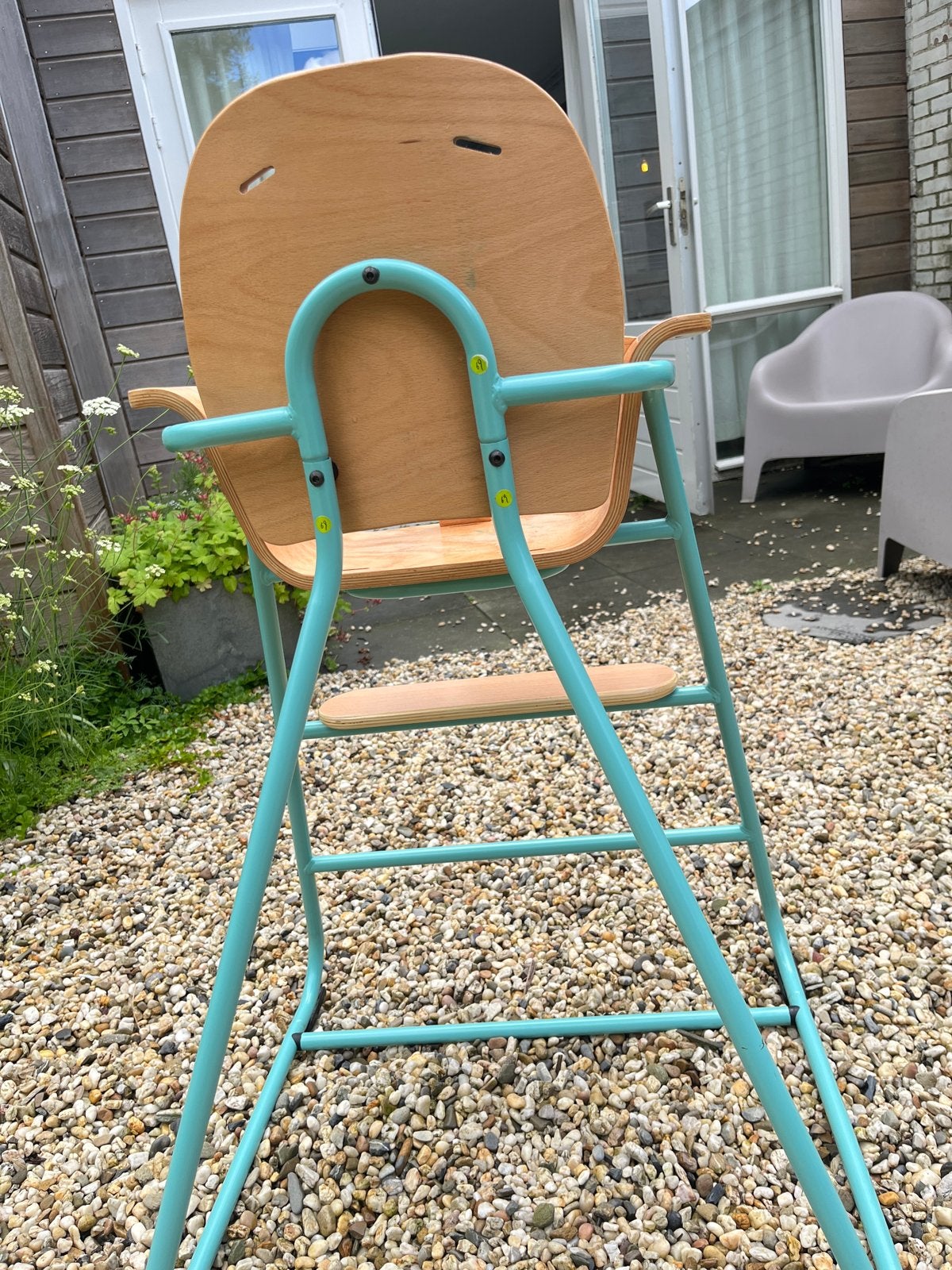 Meegegroeistoel in mintgroen en hout, Kinderen en Baby's, Ophalen, Gebruikt, Meegroeistoel, Aanschuifbaar