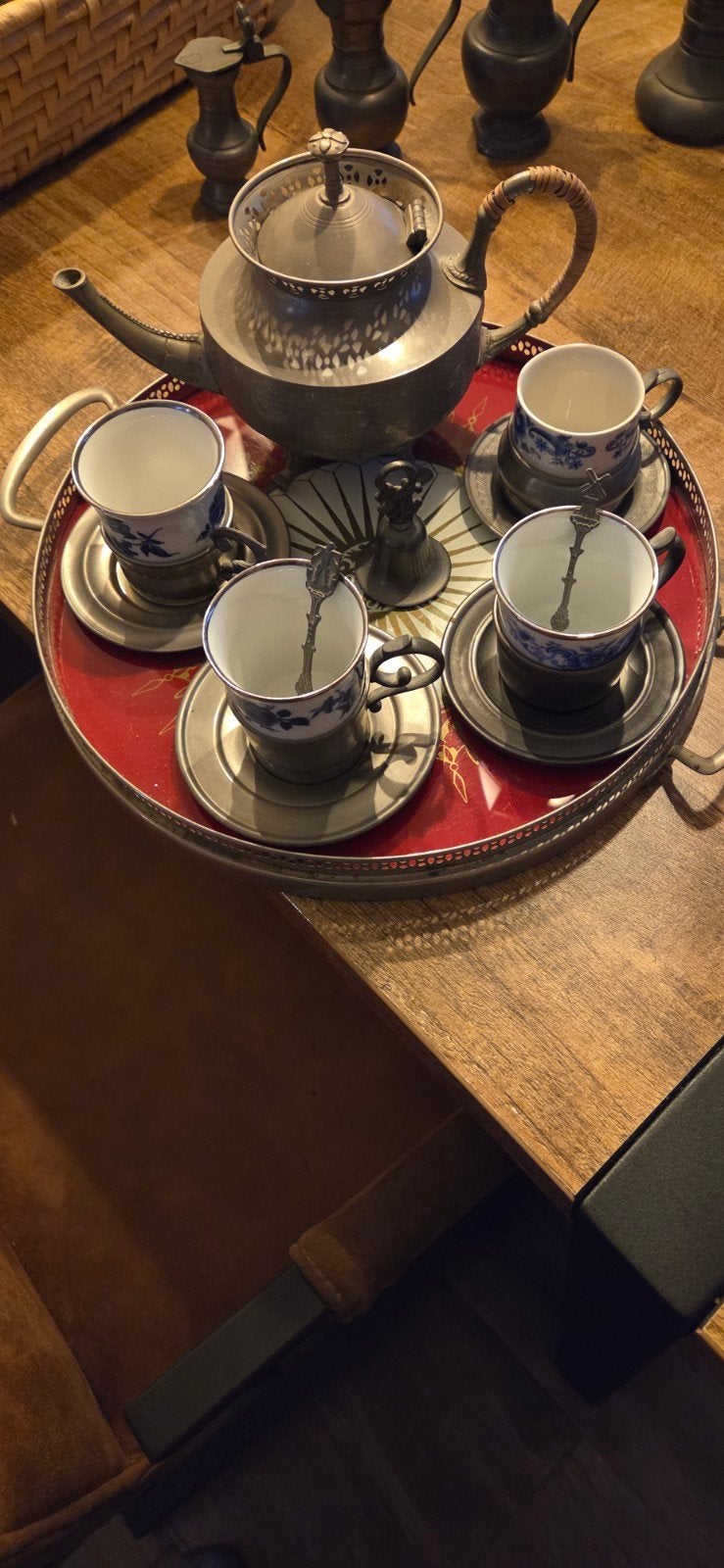 Antieke tinnen kannen, theepot, schaal en meer, Ophalen of Verzenden
