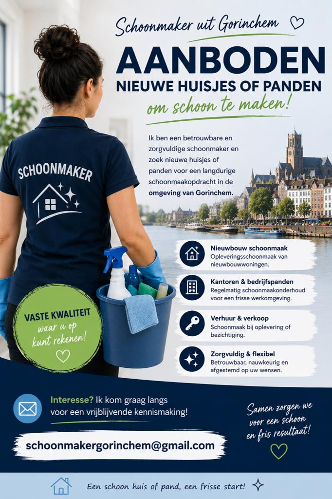 Schoonmaakster aangeboden gorinchem en omgeving, Vacatures, Vanaf 10 jaar, Overige vormen