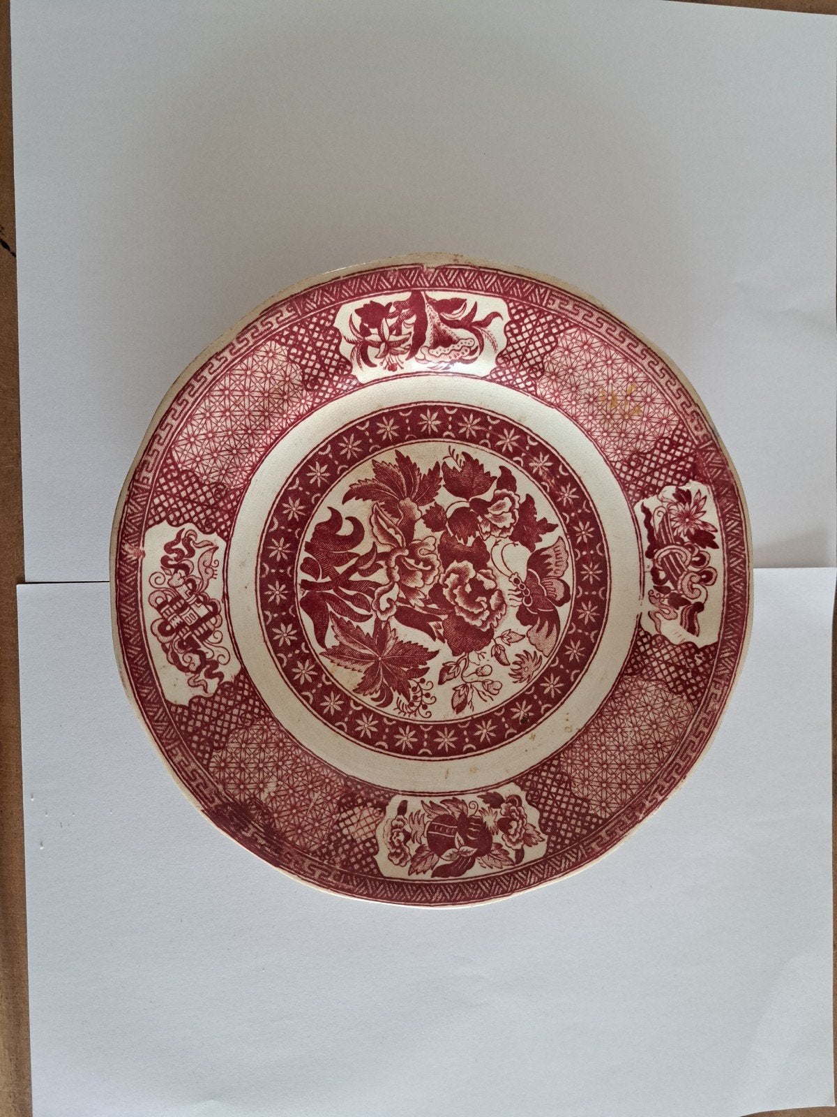 Antiek bord Petrus Regout Maastricht Tecla rood decor, Ophalen of Verzenden