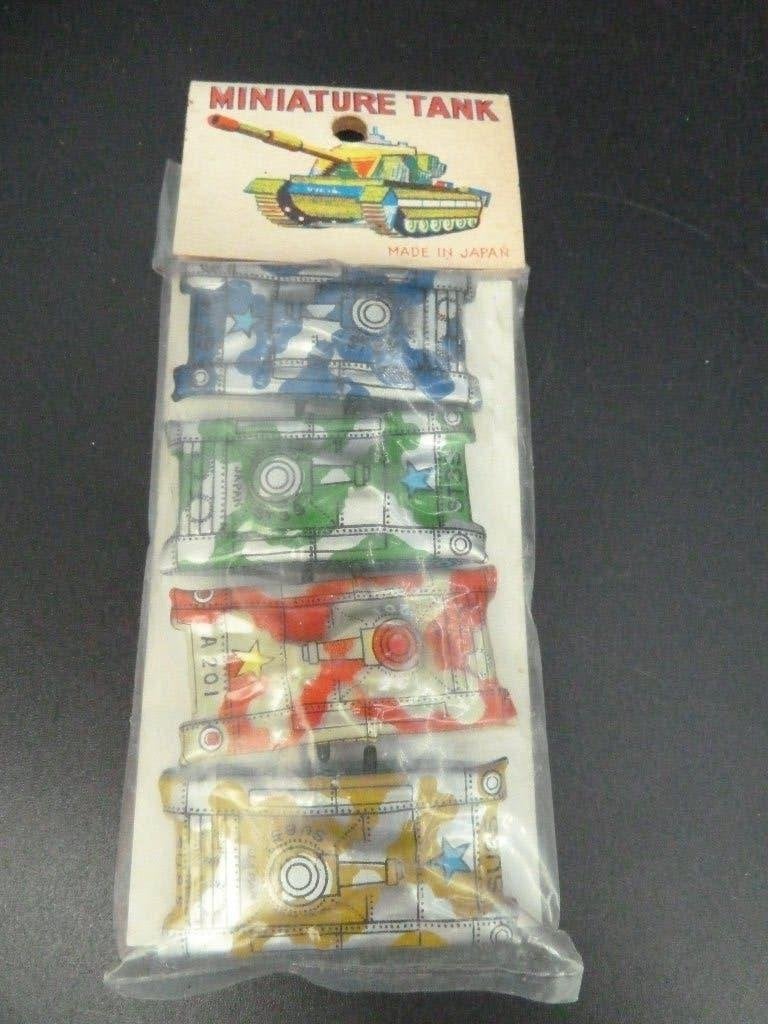 Vintage pakje Japan blikken tankjes, Antiek en Kunst, Ophalen of Verzenden
