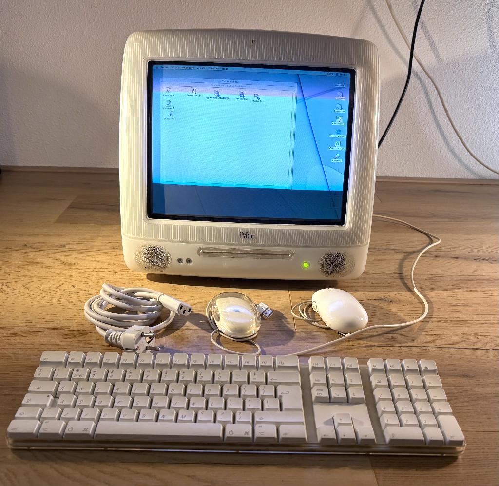 iMac G3 Snow - originele: muis (2x) & toetsenbord & kabel, Computers en Software, Vintage Computers, Ophalen, Apple