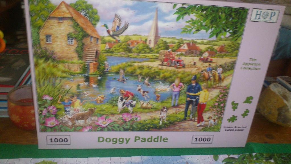 HOP puzzel - Doggy Paddle - 1000 stukjes - Compleet, Hobby en Vrije tijd, Denksport en Puzzels, Ophalen, 500 t/m 1500 stukjes