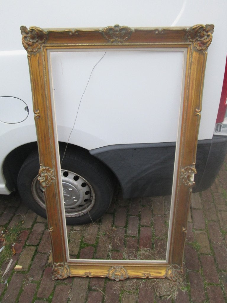 Vergulde Houten Barok Lijst - 138x78 / 120x60, Ophalen, Gebruikt, 125 cm of meer, 75 cm of meer