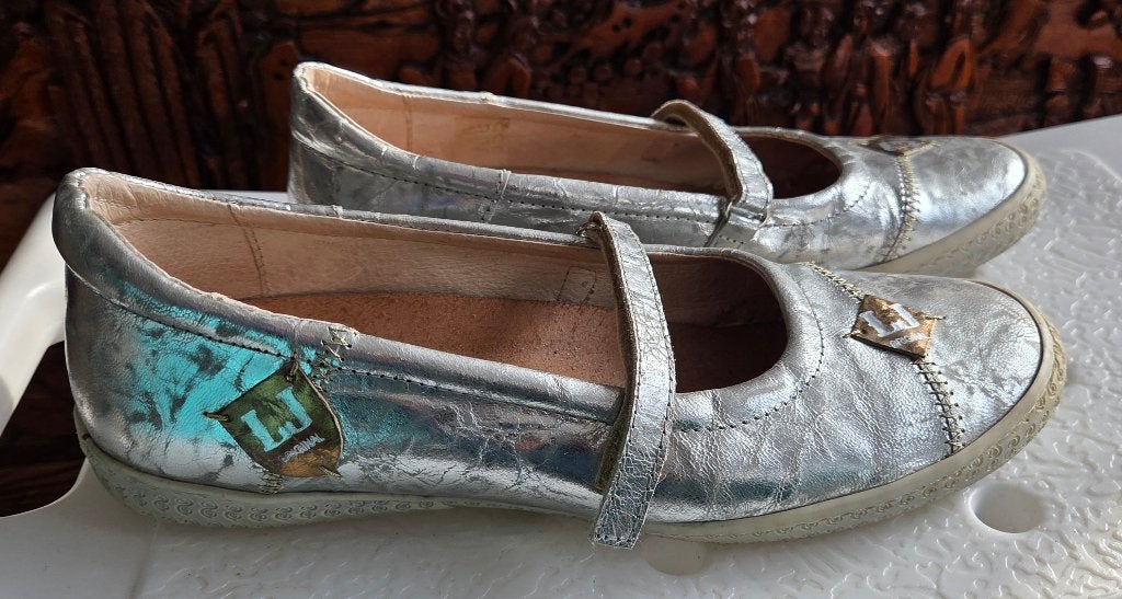 Nette zilverkleurige ballerina's, merk Lumberjack in maat 40, Overige kleuren, Gedragen, Ballerina's, Ophalen of Verzenden