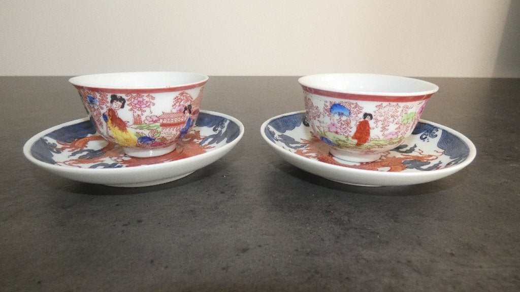Chinees kommetje met schotel 2x [1786], Antiek en Kunst, Ophalen of Verzenden