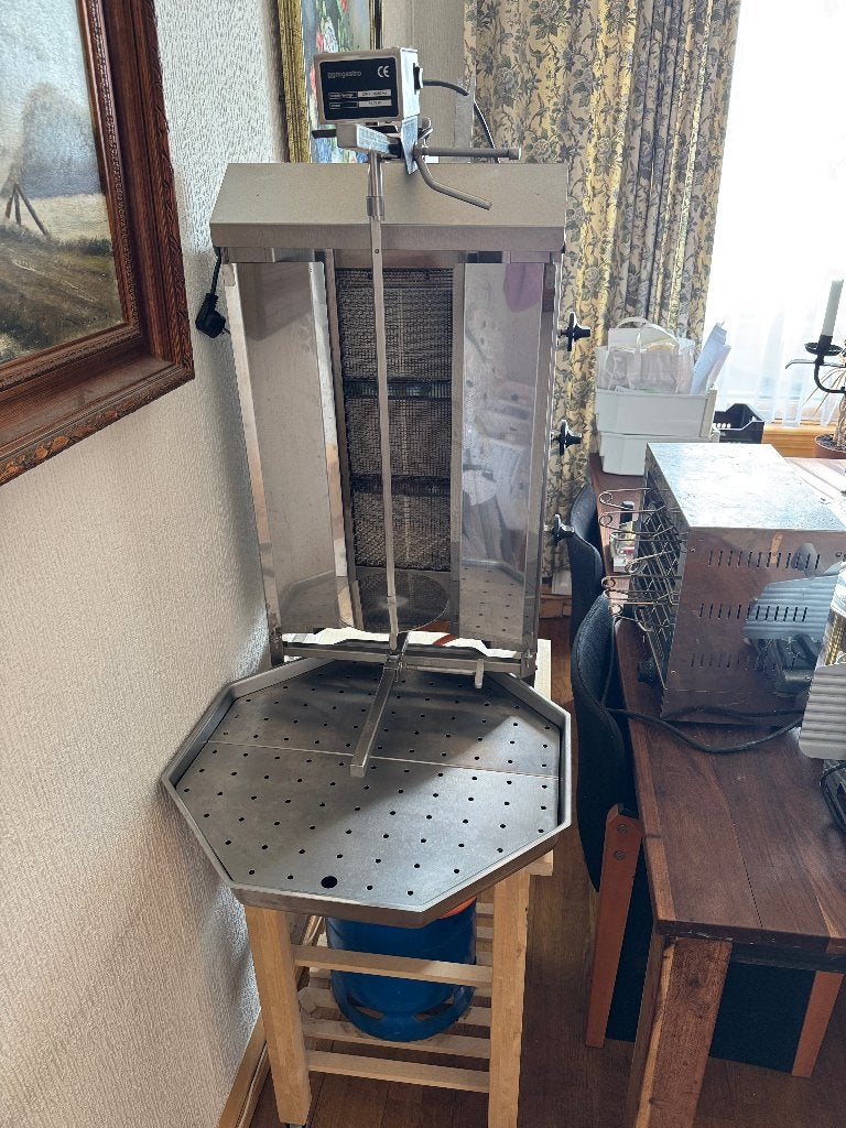 GGM Gastro Shoarma Gyros Grill 3 Branders Gas - M032, Ophalen, Zo goed als nieuw, Metaal, Zilver
