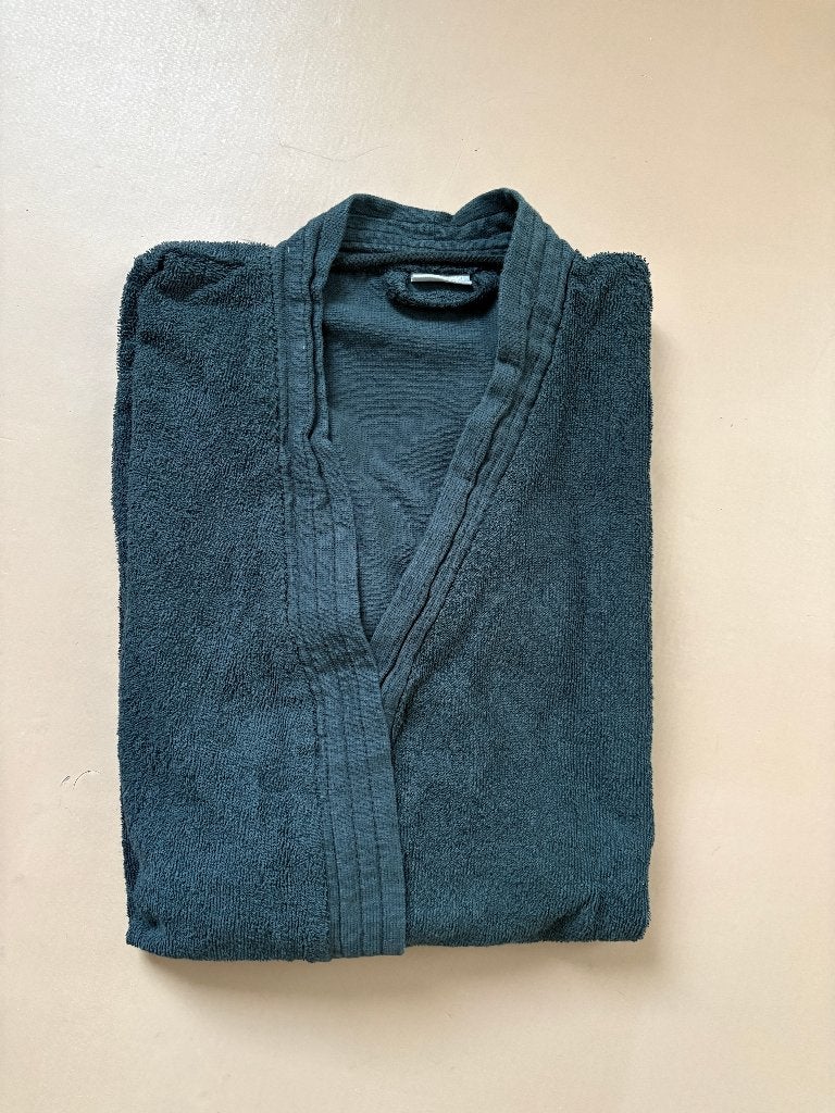 Antraciet kleurige badstof ochtendjas / badjas mt L, Kleding | Heren, Ophalen of Verzenden, Zo goed als nieuw, Maat 52/54 (L)