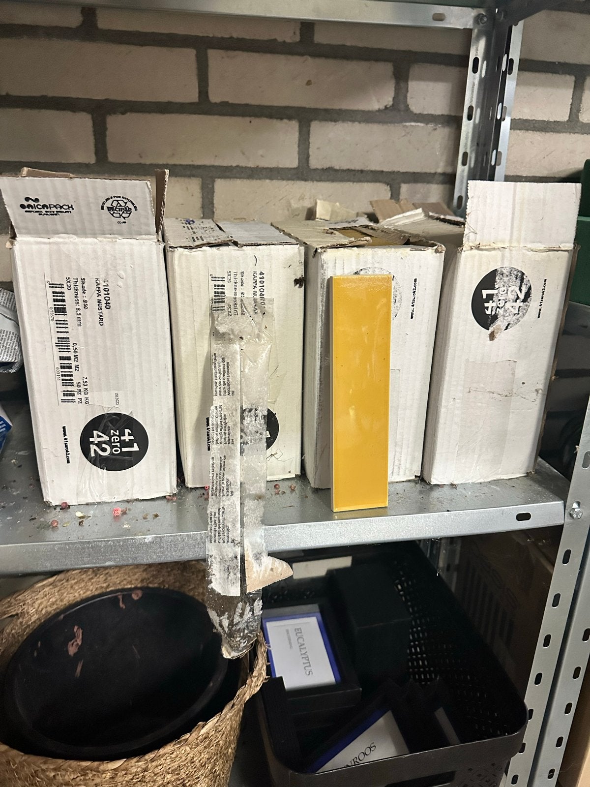 4 doosjes KAPPA MUSTARD tegels 5x20 cm - 0,50 m² per doos, Ophalen, Nieuw, Minder dan 20 cm, 20 tot 40 cm