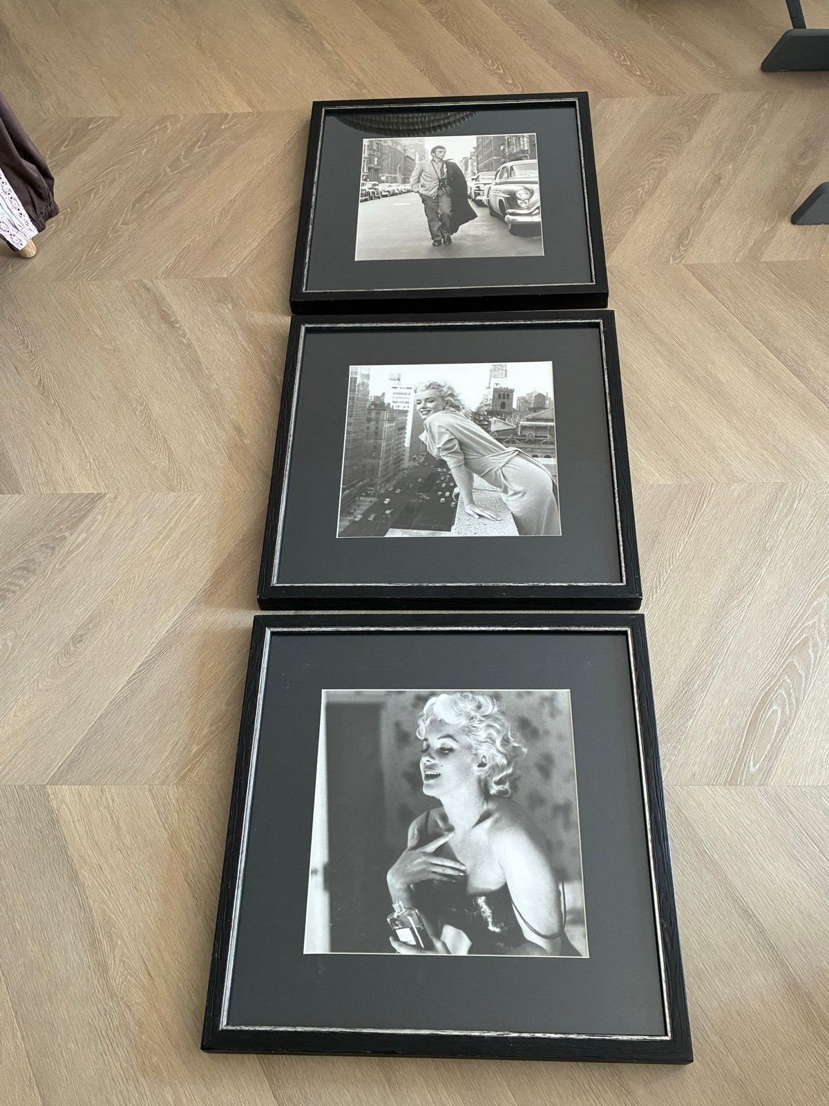 Marilyn Monroe & James Dean lijsten 54x54cm, Ophalen of Verzenden, Foto, Fotografie, Achter glas