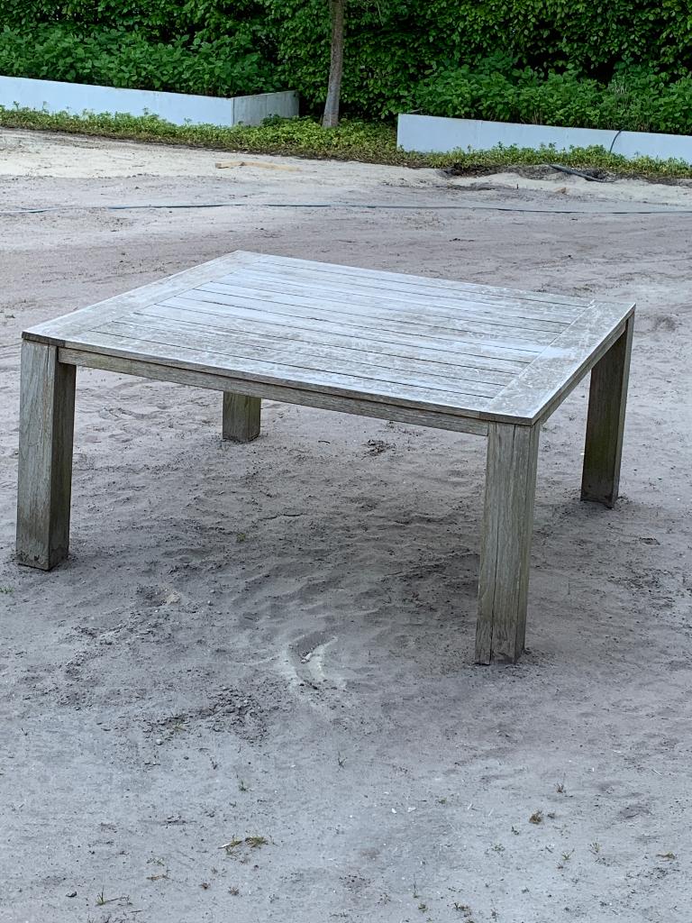 Tuintafel teak vierkant 160x160cm -opknapper, Ophalen, Gebruikt, Vierkant, Teakhout
