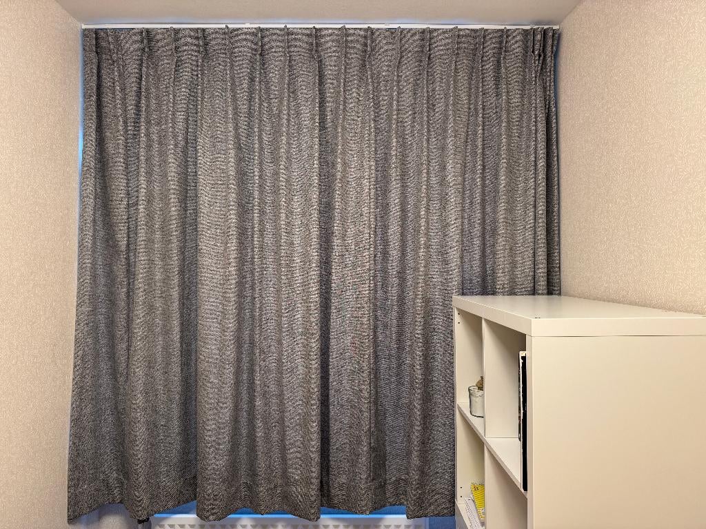 Gordijnen grijs B195cm x H179 cm, curtains, Ophalen, Zo goed als nieuw, Grijs