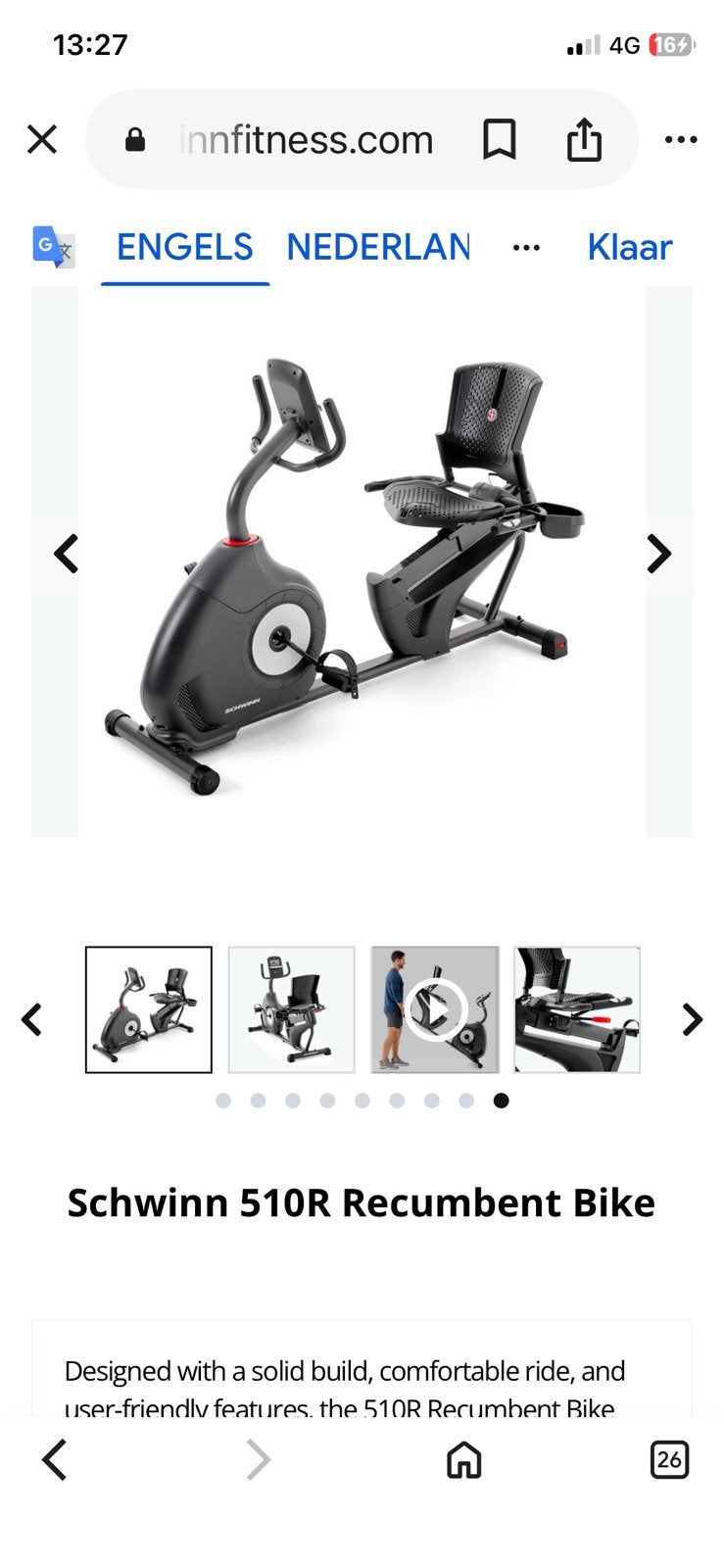 Schwinn Recumbent Bike - 510R - met Zwift app, Ophalen, Zo goed als nieuw, Ligfiets