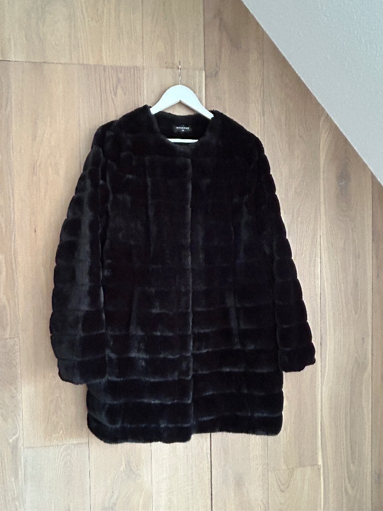 Dames jas faux fur, Zwart, Maat 46/48 (XL) of groter, Ophalen of Verzenden, Zo goed als nieuw