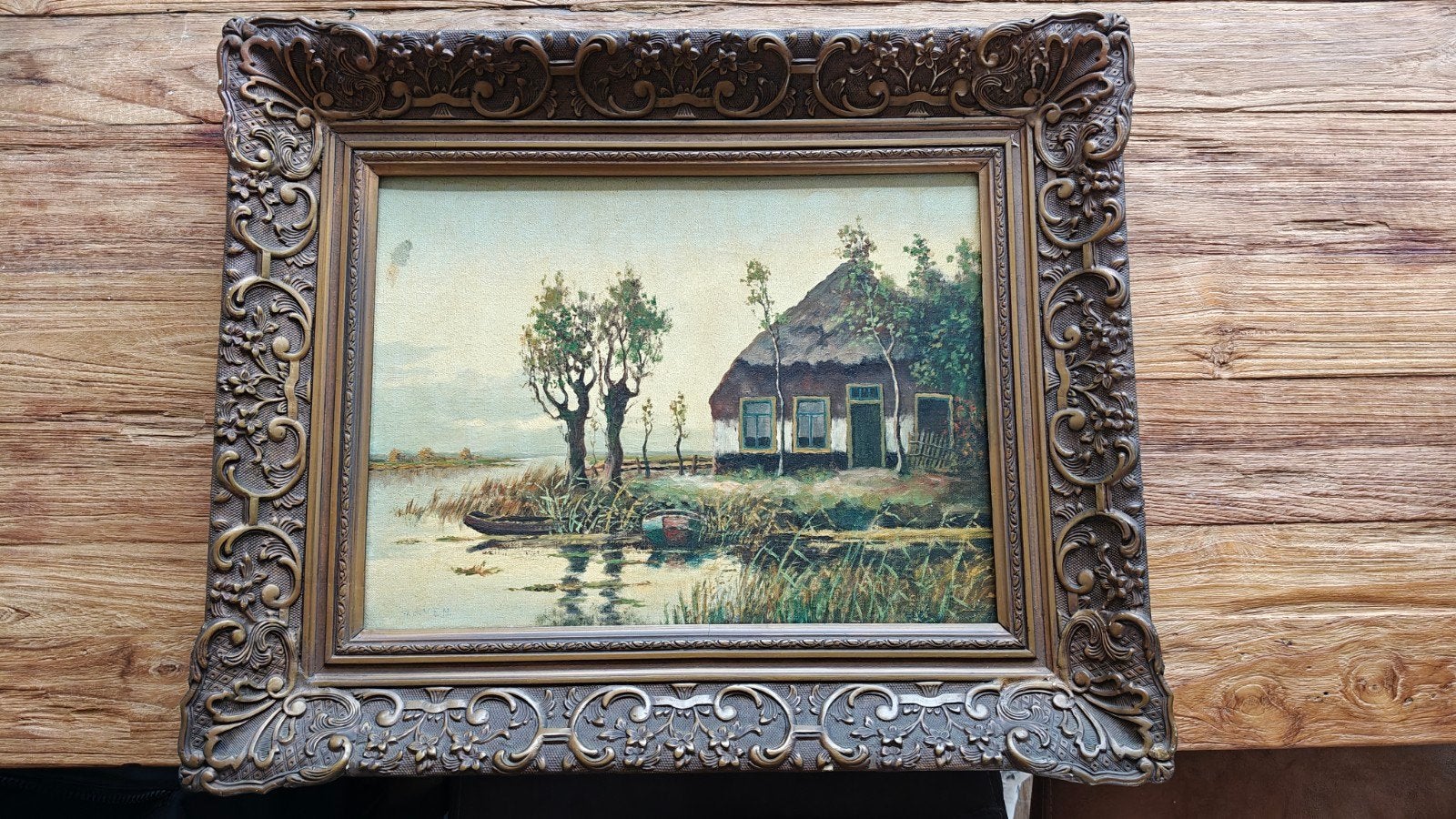 vd Ven - Schilderij met rietgedekte boerderij, Ophalen