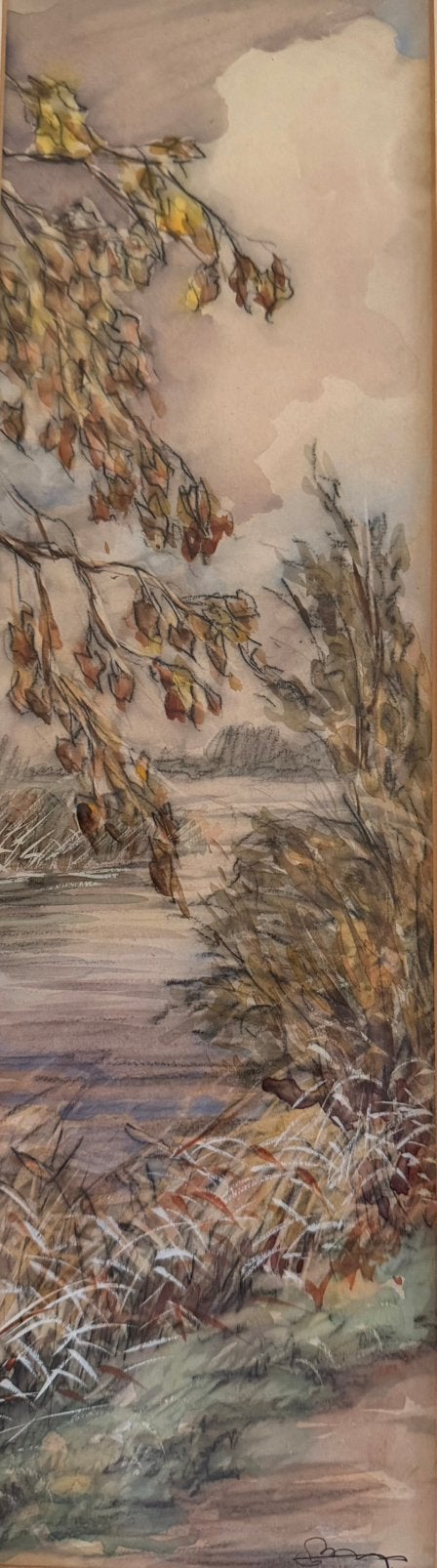 rivierlandschap, Ophalen of Verzenden, Landschap, Klassiek, Papier