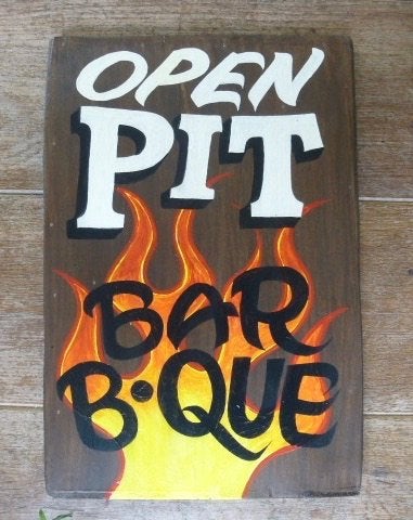 Stoer vintage houten reclame bord/barbecue/bbq/grill/mancave, Hout, Ophalen of Verzenden, B6, 26 cm