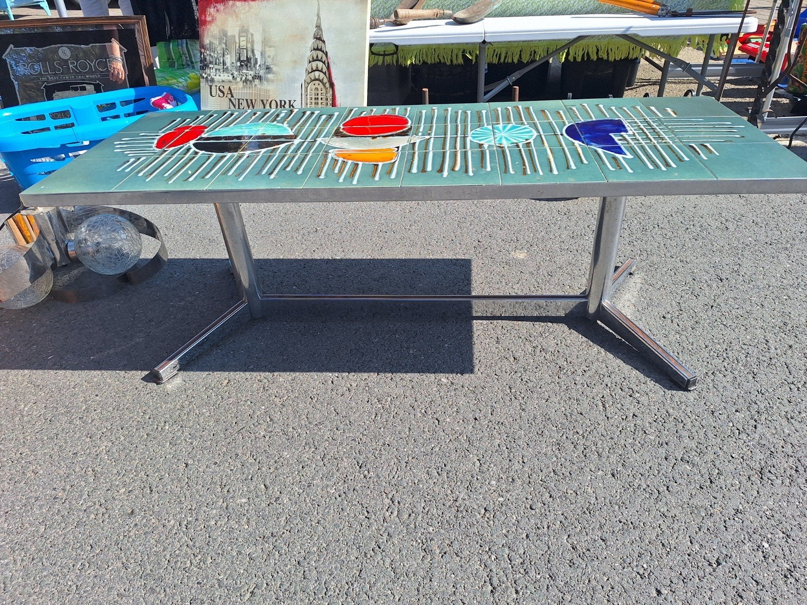 Belarti retro salontafel 1960 met keramische tegels, Ophalen