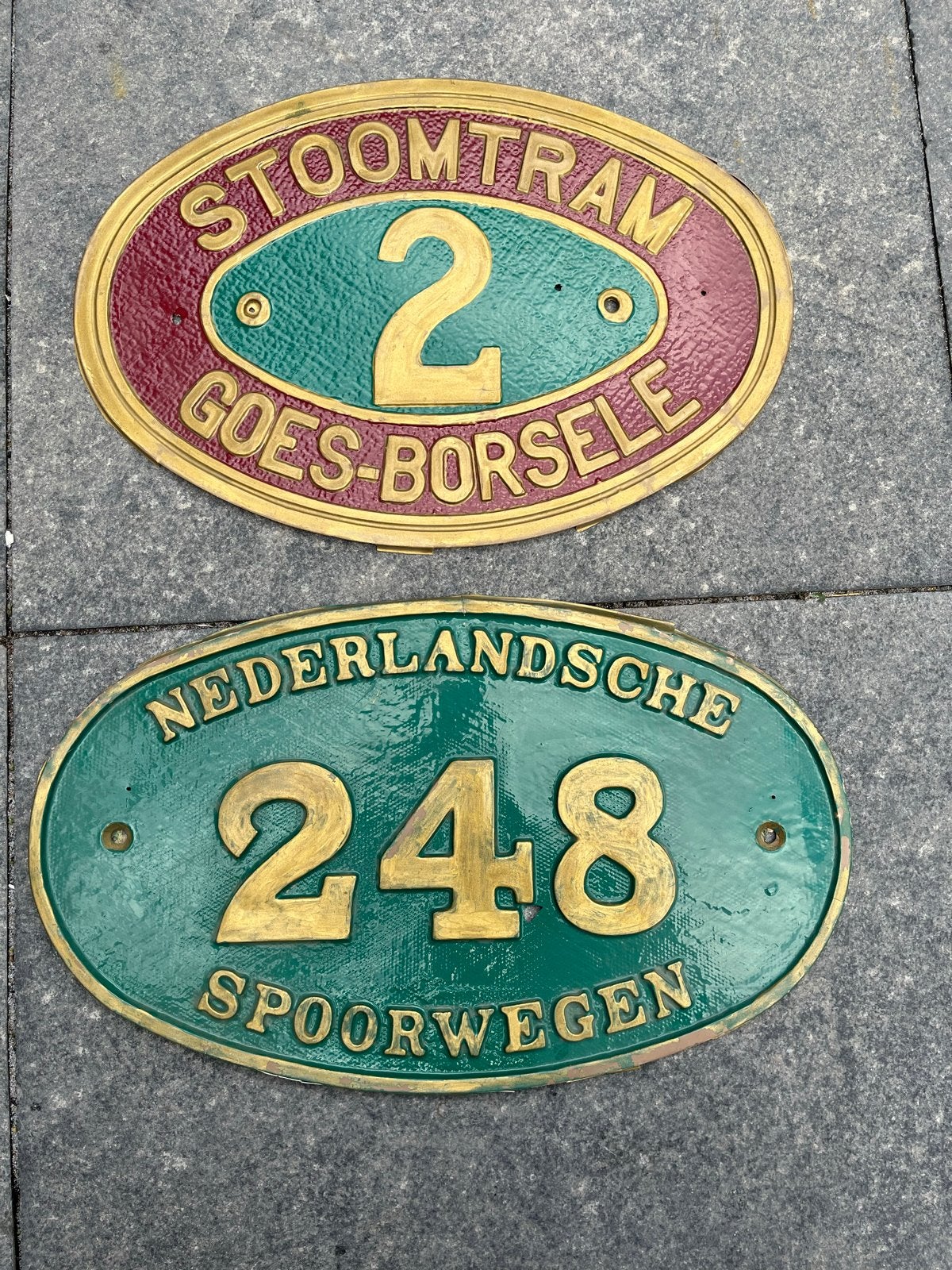 Ovale vintage plastic Stoomtram Goes-Borsele en NS, Ophalen of Verzenden, Zo goed als nieuw, Tram, Overige typen