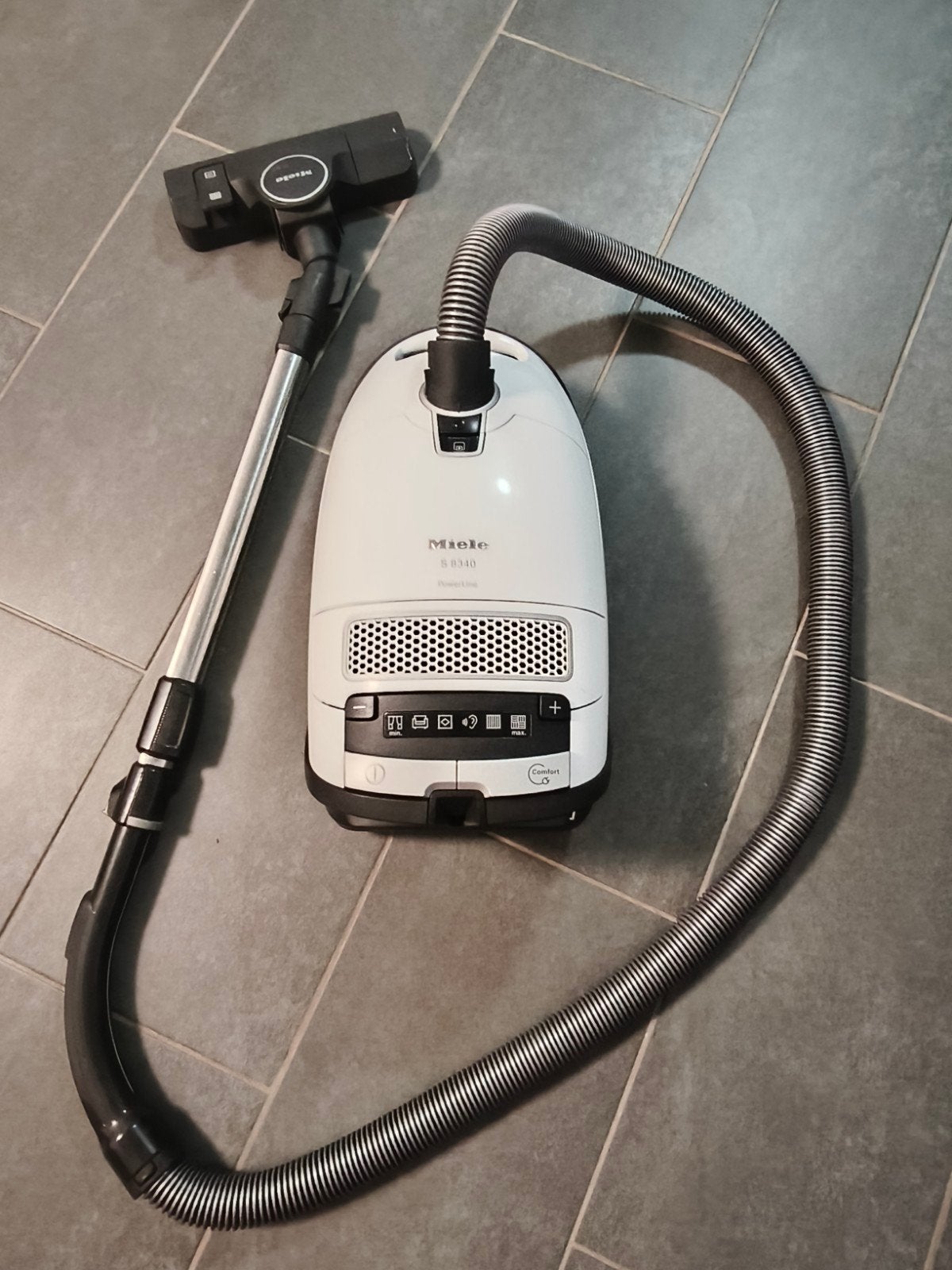 Miele S8340 Powerline sledestofzuiger, Stofzak, Gebruikt, Inclusief accessoires, Ophalen of Verzenden
