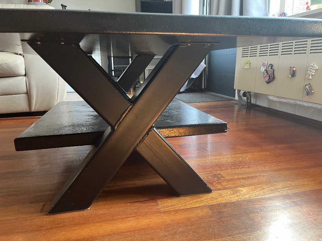 Stalen onderstel X-poot t.b.v. salontafel, Huis en Inrichting, Ophalen, Tafelpoot, Gebruikt, 100 tot 150 cm