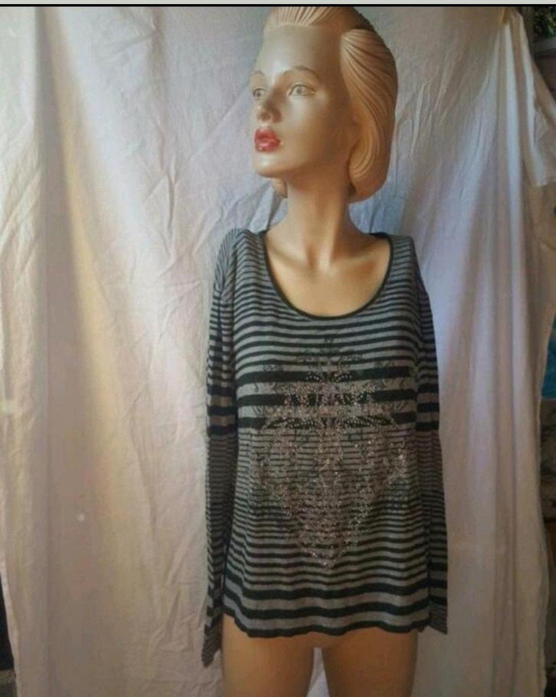 Gestreept shirt, Ophalen of Verzenden, Gedragen, Grijs, Shirt of Top