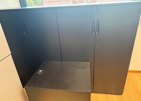 Bureau met ladeblok en 2 kasten zwart IKEA, Huis en Inrichting, Bureaus, Ophalen, Zwart, 160 cm, Hout