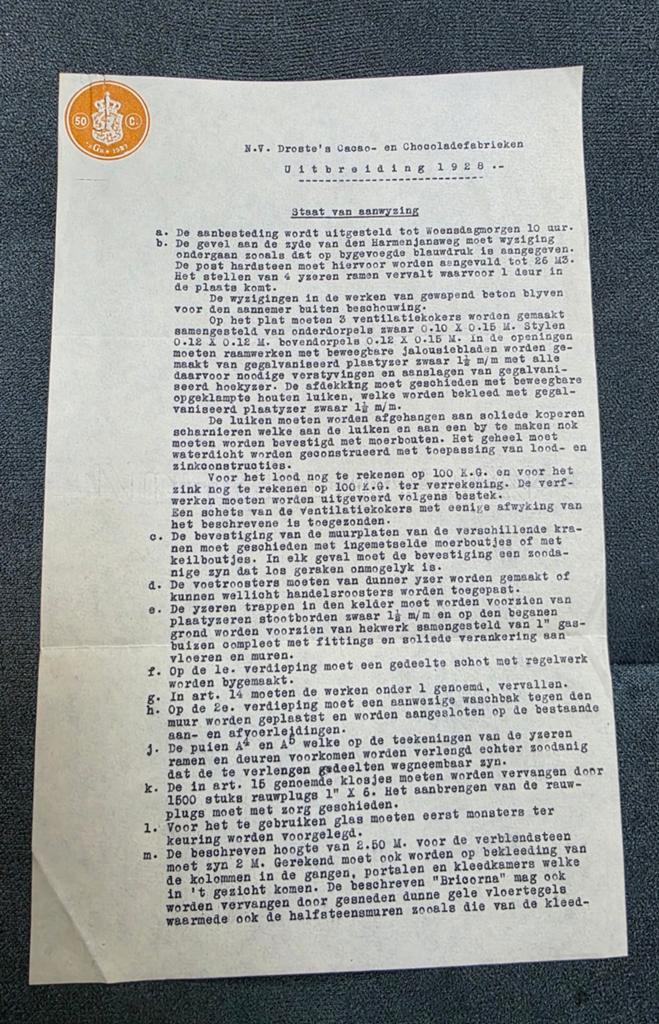 104) UITBREIDING 1928 NV DROSTE FABRIEKEN HAARLEM UNICA'S, Verzenden, Gebruikt, Overige typen