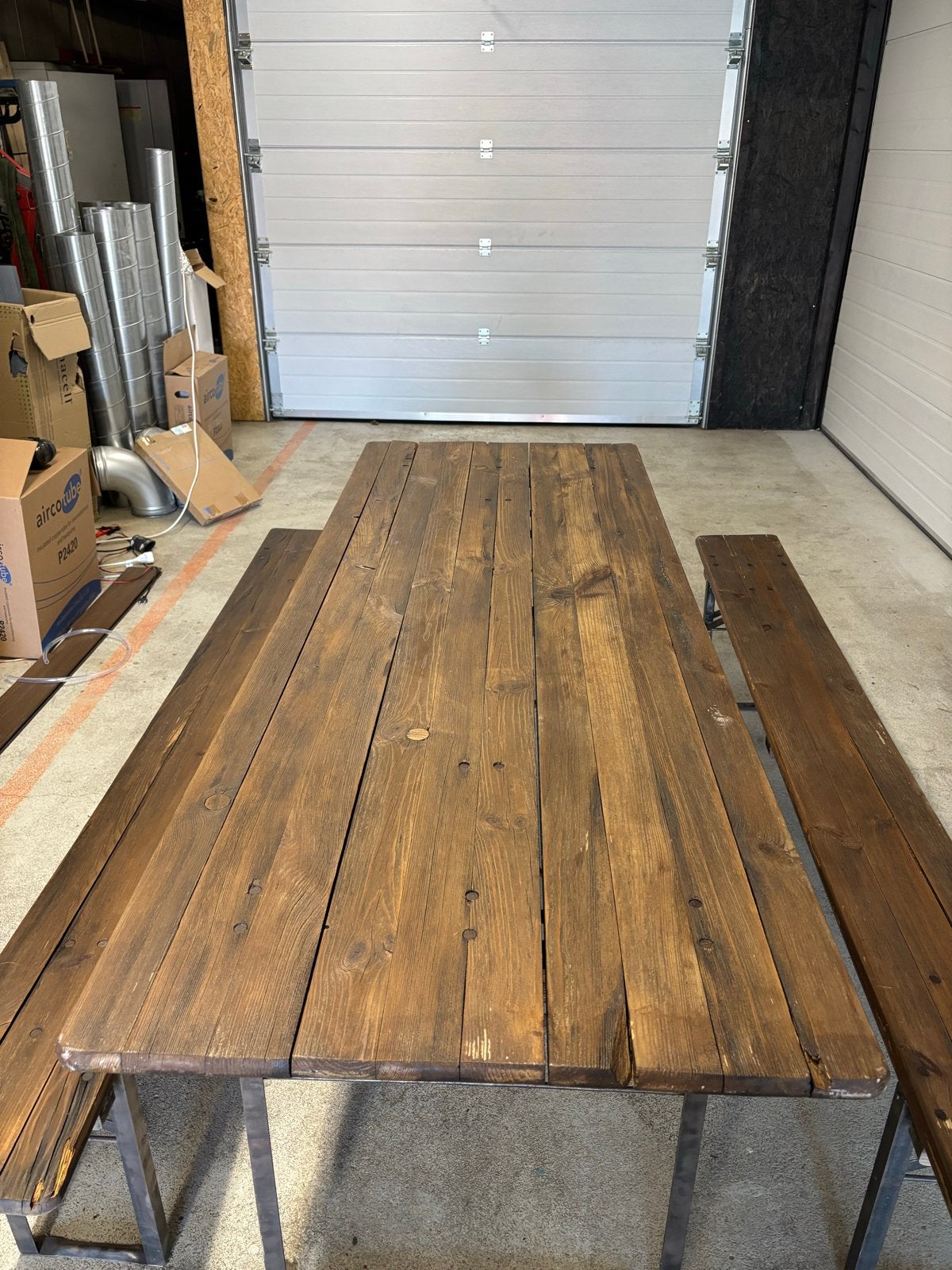 Robuuste houten biertafel/picknicktafel, Ophalen, Gebruikt, Inklapbaar, Rechthoekig