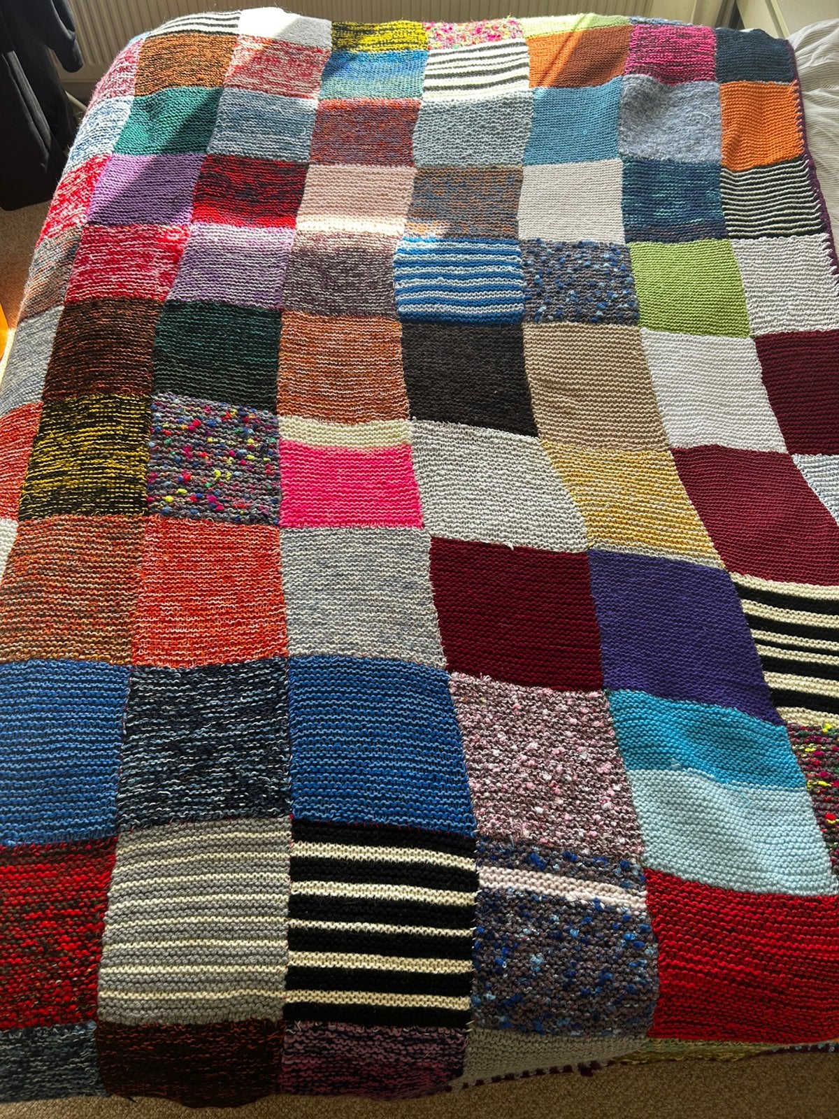 Patchwork gebreide deken vintage, Huis en Inrichting, Woonaccessoires | Plaids en Woondekens, Ophalen of Verzenden