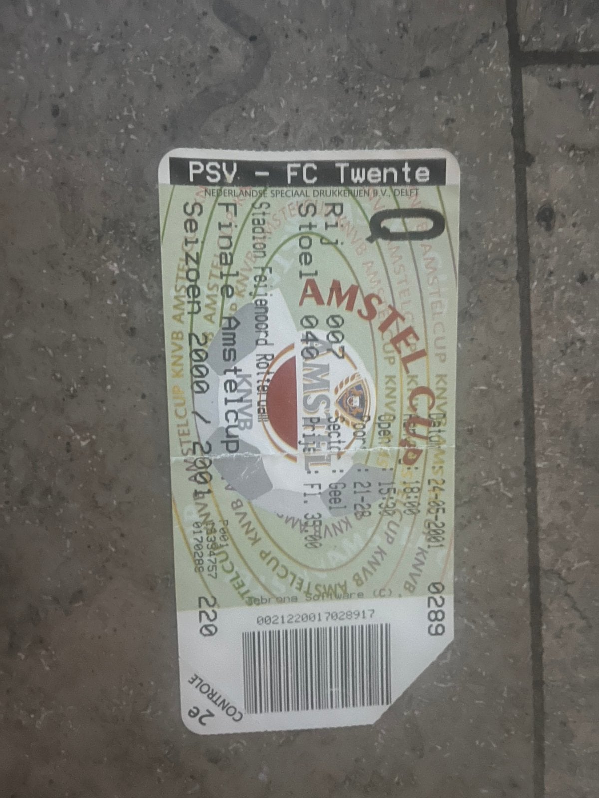 TICKET PSV-FC TWENTE BEKERFINALE 2001, Verzamelen, Ophalen of Verzenden, Zo goed als nieuw, PSV, Overige typen