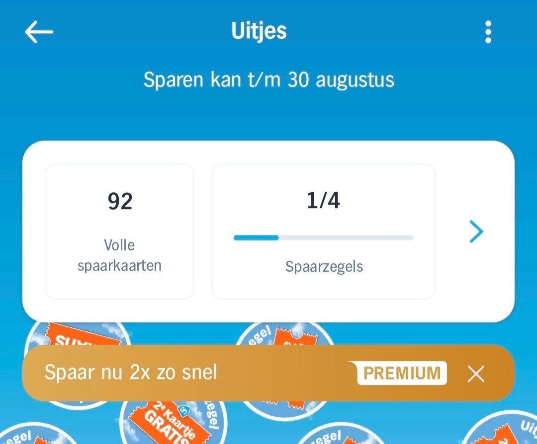 ah dagje uit zegels 2e kaartje gratis 92 volle kaarten, Ophalen, Winkel, Super of Benzinepomp, Volle spaarkaart