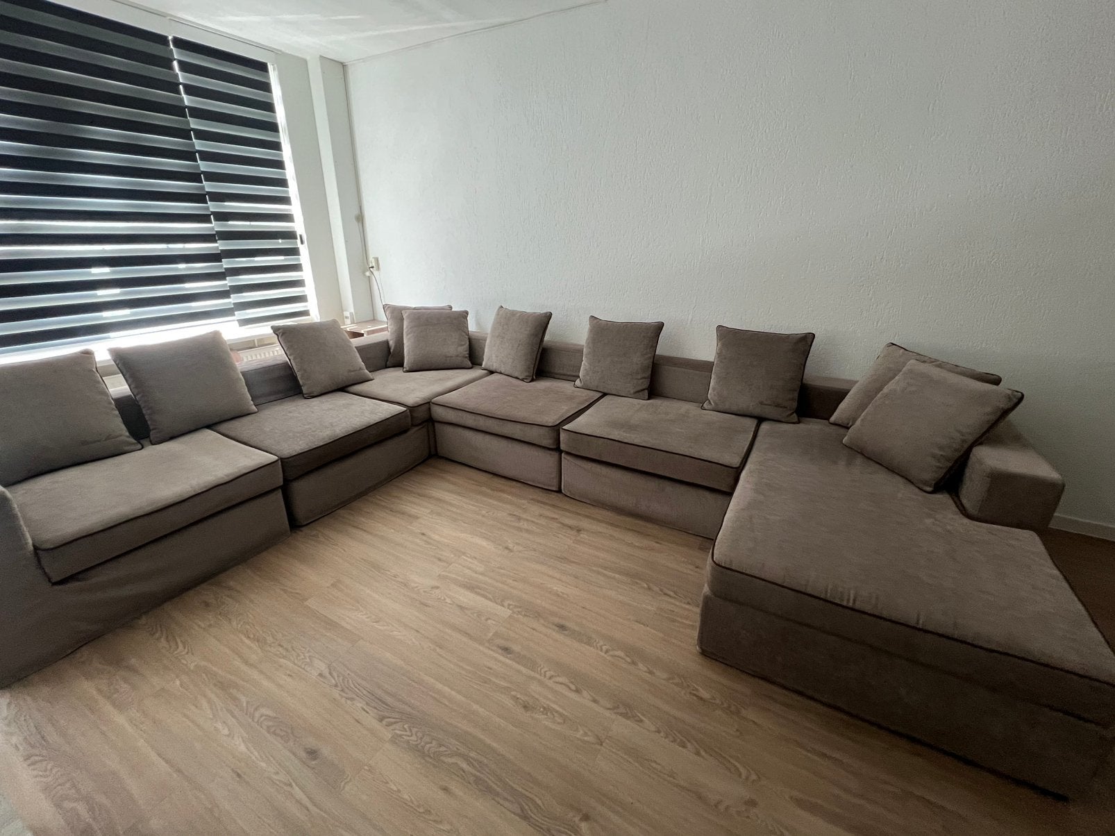 Beige U‑bank Riviera Maison: ruime en comfortabele hoekbank, Ophalen, Zo goed als nieuw, Stof, Riviera Maison stijl, chic, modern klassiek, comfort/kwaliteit