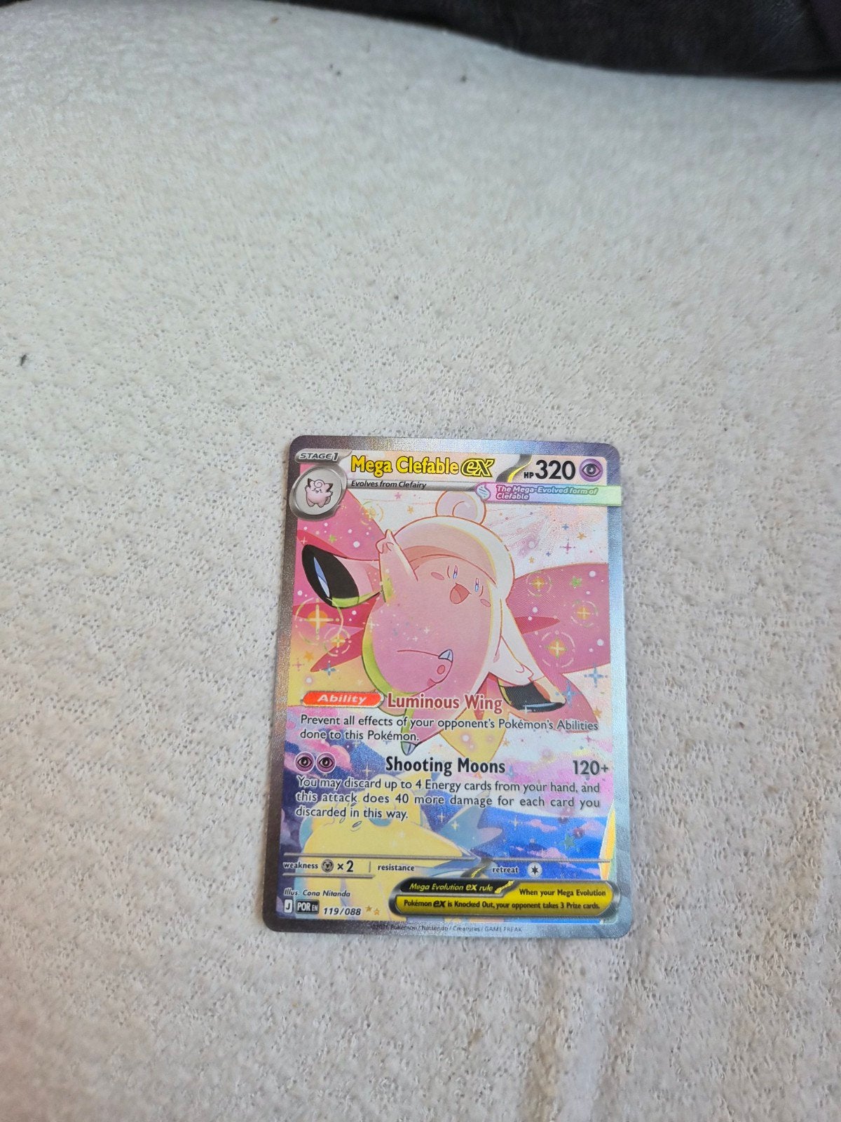 Mega Clefable EX 119/088 - Perfecte staat, Ophalen, Zo goed als nieuw, Losse kaart