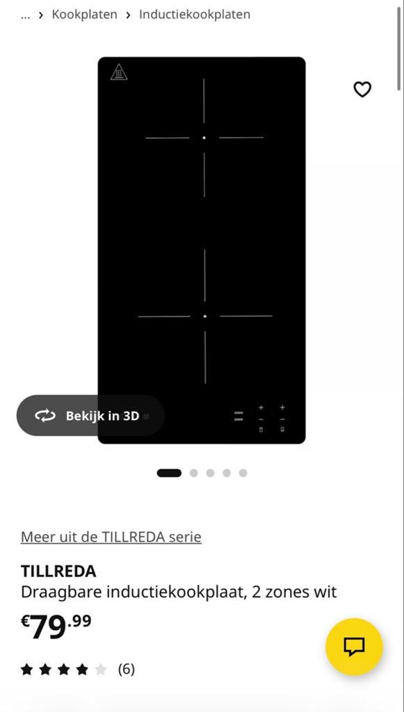 IKEA Tillreda draagbare inductiekookplaat 2 zones, Ophalen, 3 kookzones of minder, Zo goed als nieuw, Inductie