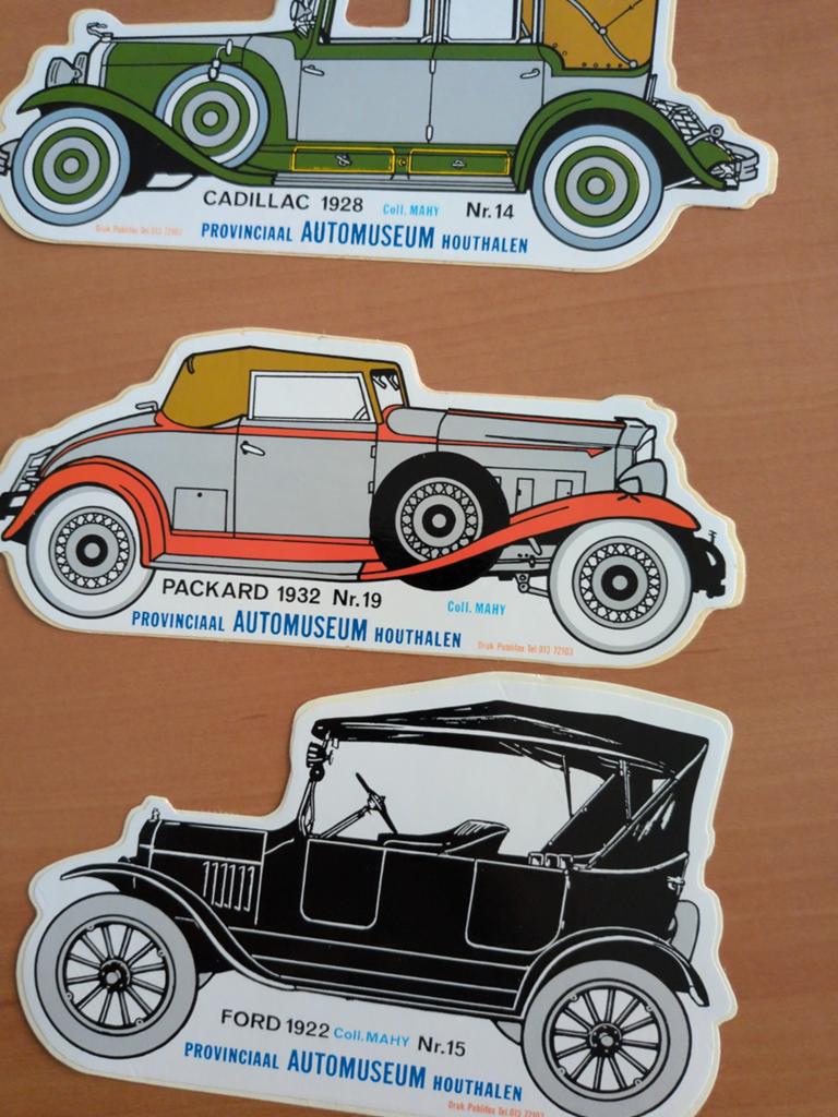 Vintage Automuseum Houthalen Auto Stickers (3 stuks), Ophalen of Verzenden, Gebruikt, Auto's