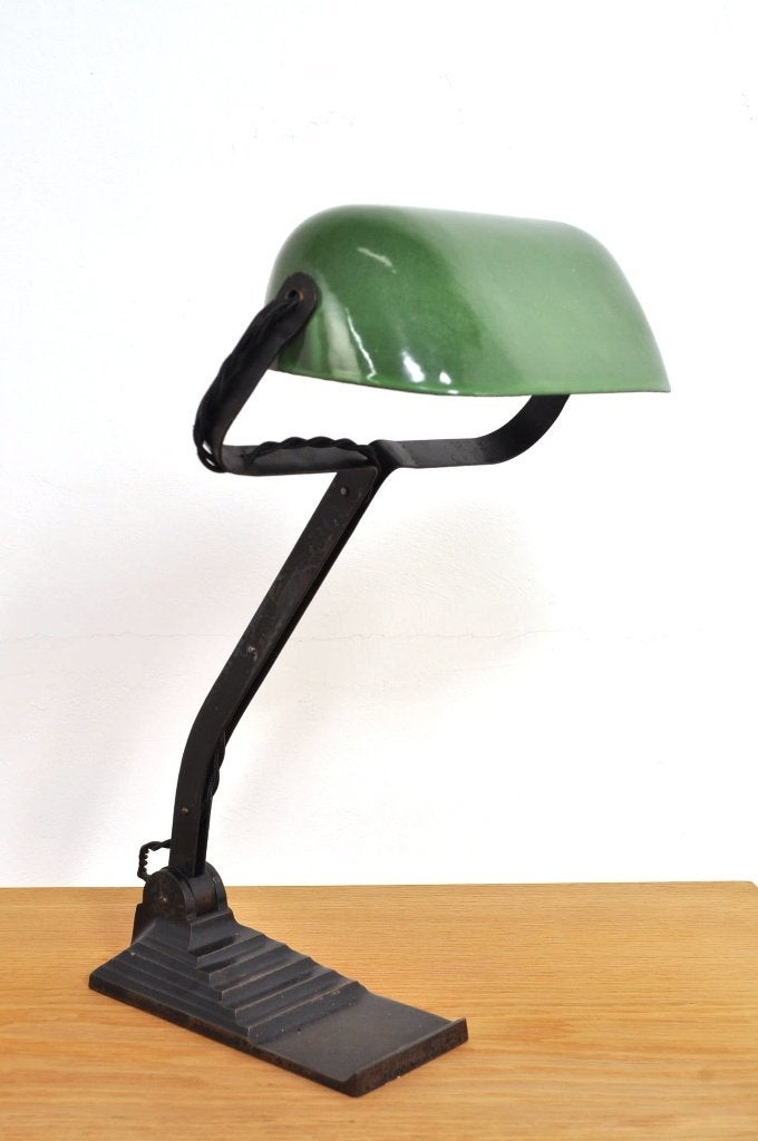 Art deco bankierslamp Erpe notarislamp lamp jaren 20/30, Huis en Inrichting, Lampen | Tafellampen, Gebruikt, Art deco, Groen, Ophalen of Verzenden