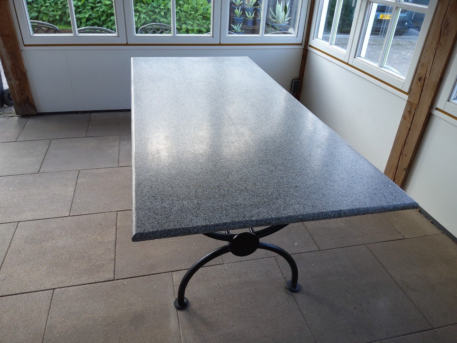 Mooie tuintafel met terrazzo blad: 2.20x1.00x0.3, Ophalen, Rechthoekig