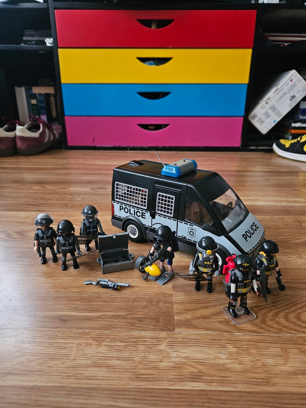 Playmobil politie bus met licht en geluid, Gebruikt, Complete set, Voertuig, Ophalen of Verzenden