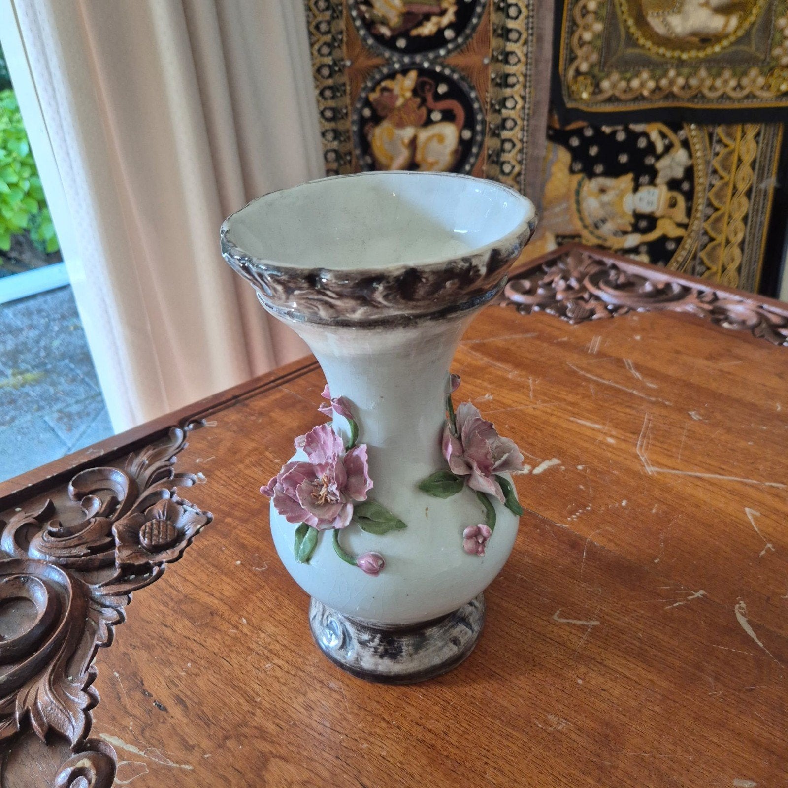 Prachtige Capodimonte vaas met bloemdecoratie, Ophalen