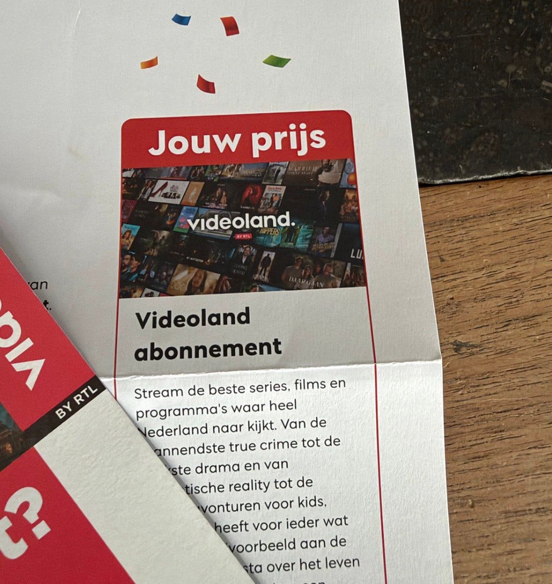 Videoland plus abbonement, Tickets en Kaartjes, Eén persoon, Cadeaubon