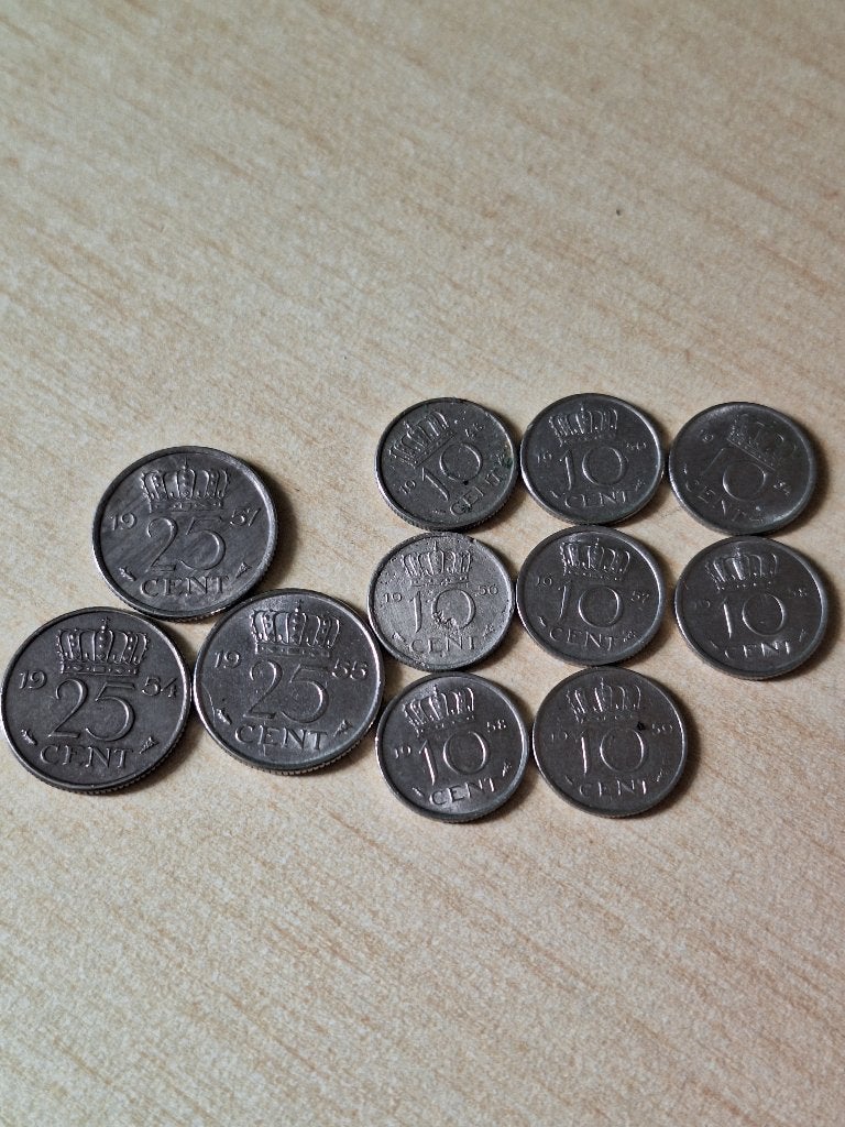 25 cent en 10 cent, Ophalen, Koningin Juliana, 10 cent, Losse munt