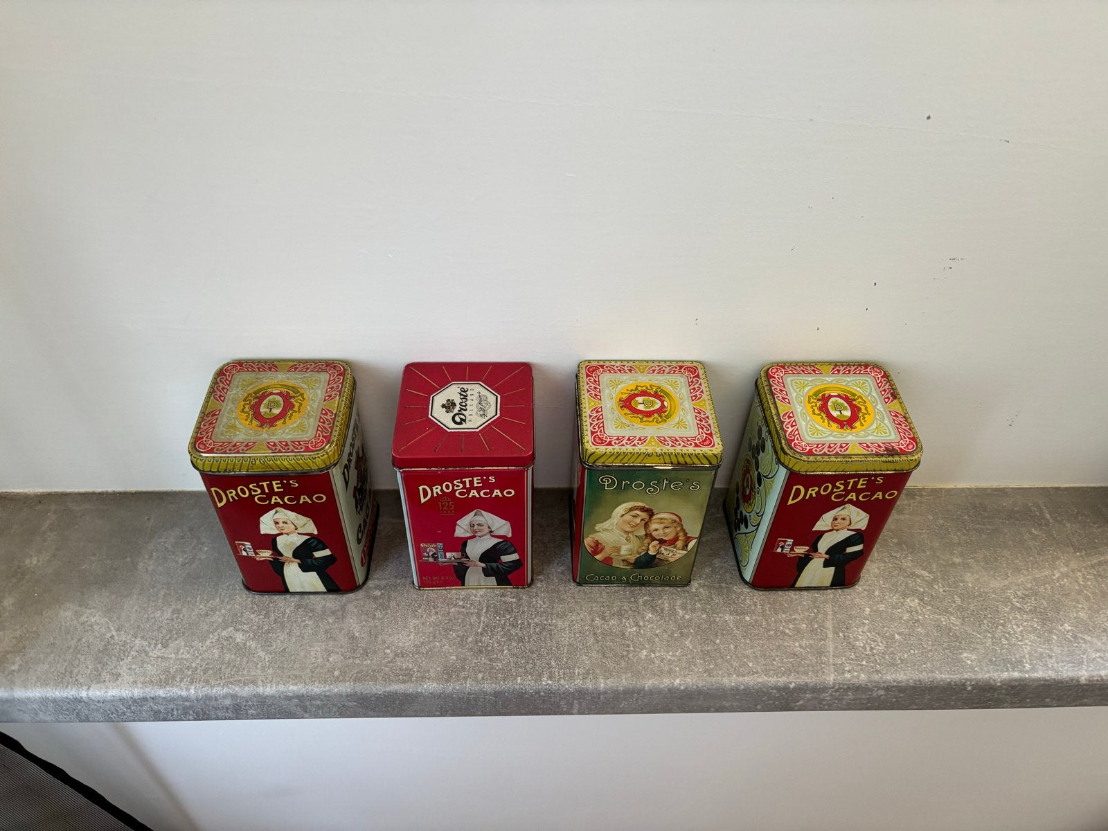 Droste blikjes 4x, Ophalen of Verzenden, Gebruikt, Overige, Droste