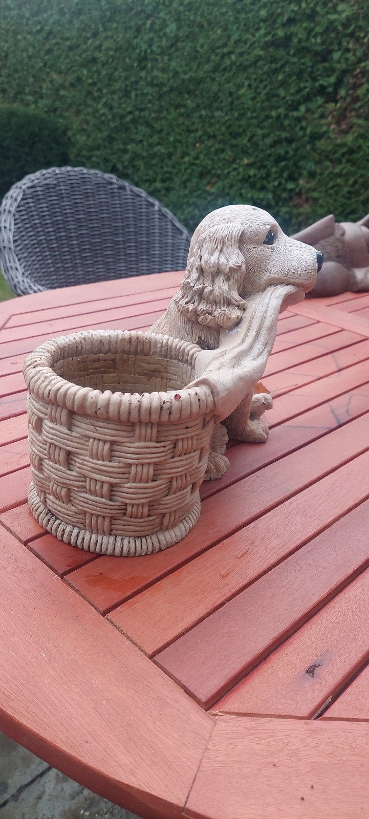 Beeld hond met bloempot voor in de tuin, Verzamelen, Ophalen of Verzenden